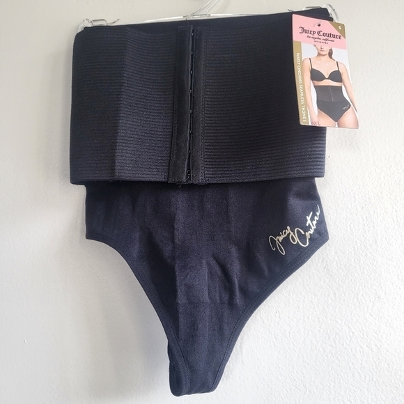 New Juicy Couture Intimates Waist Cinching Seamless Black Thong NWT Size Small - Picture 1 of 8